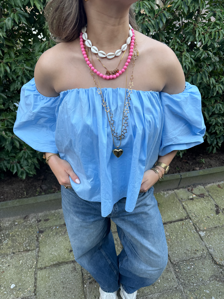 Boho ketting donker roze