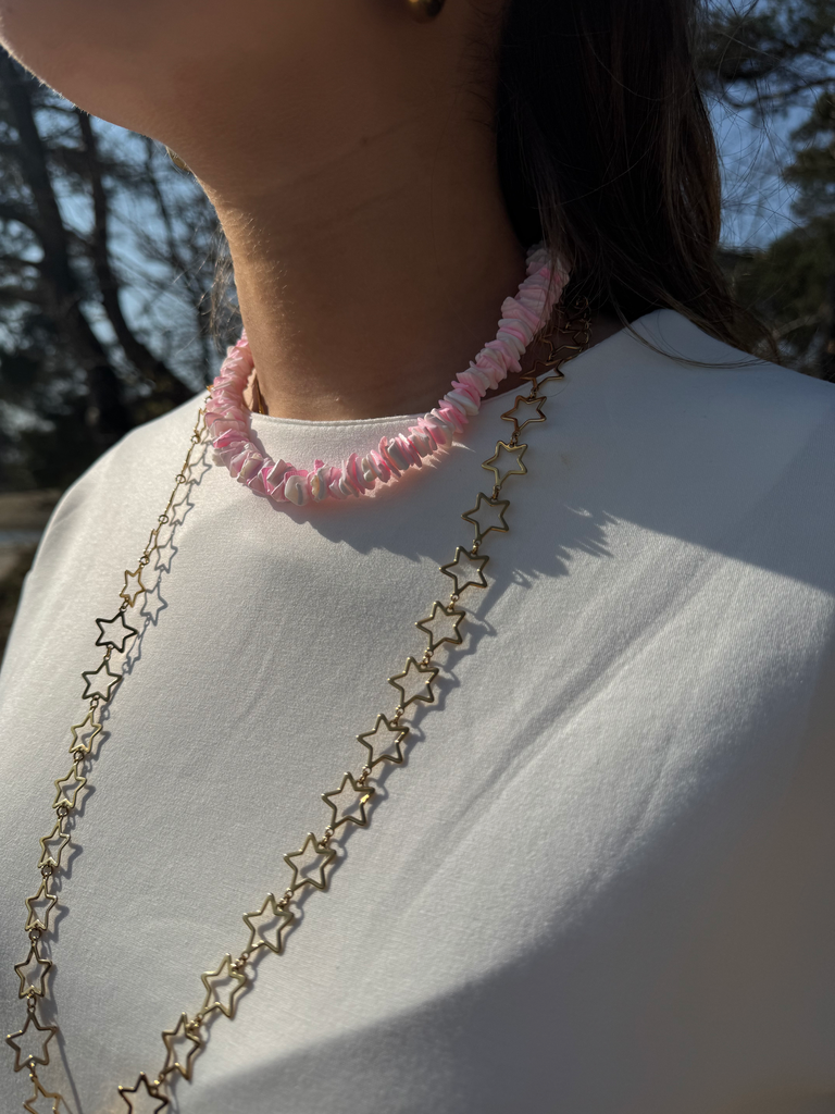 Shell ketting roze