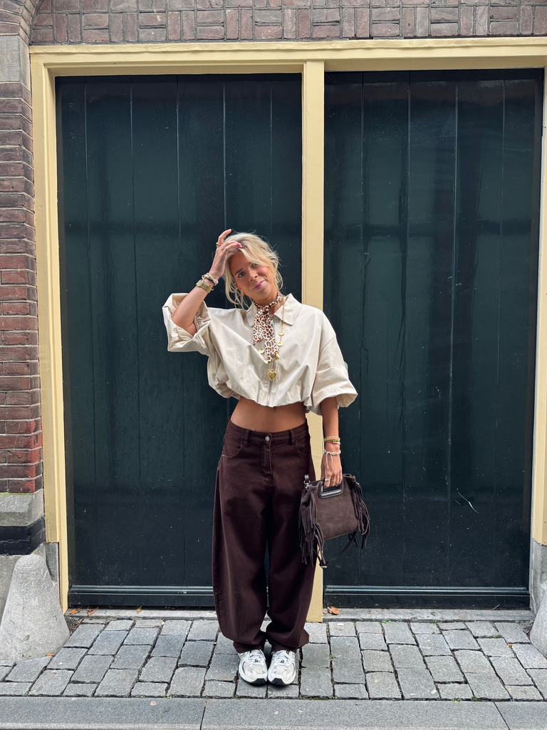 Barrel jeans bruin