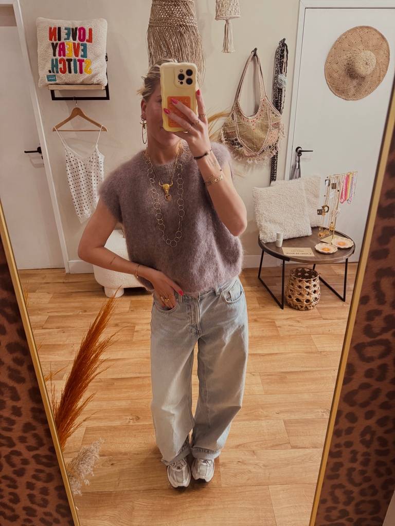 Mohair top taupe