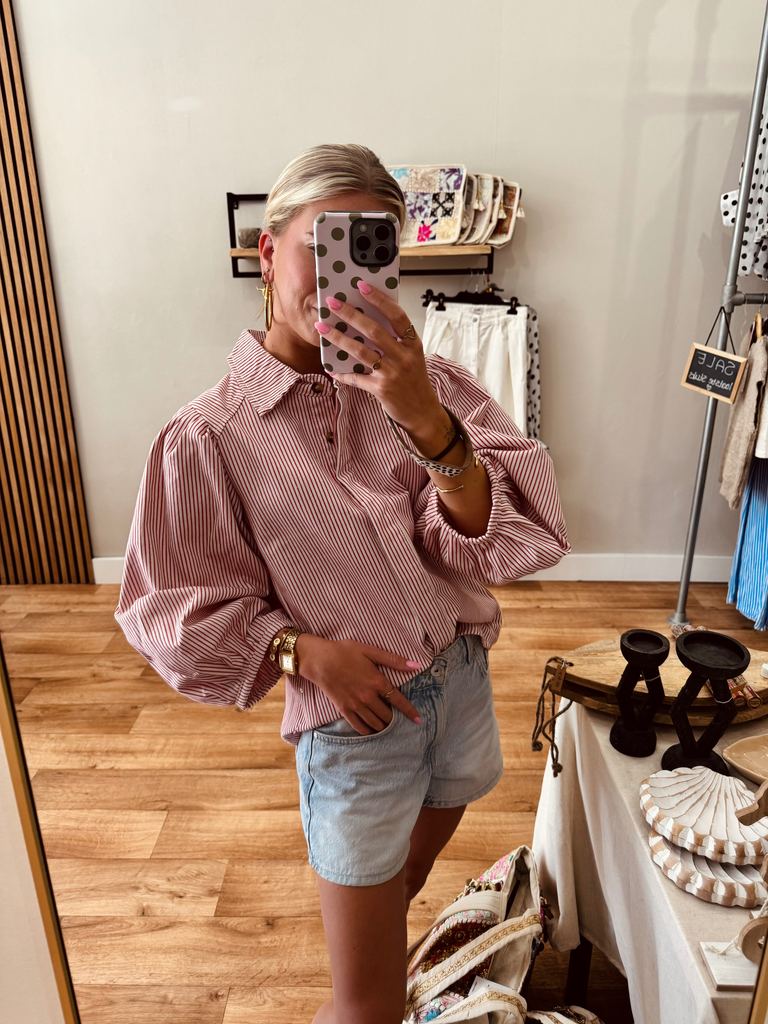 Striped denim blouse (S)