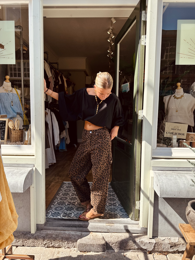 Leopard barrel jeans (34)