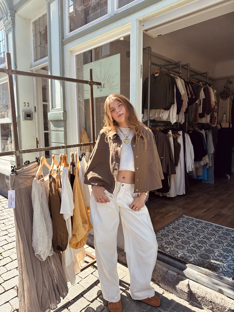 Boxy cape jacket brown