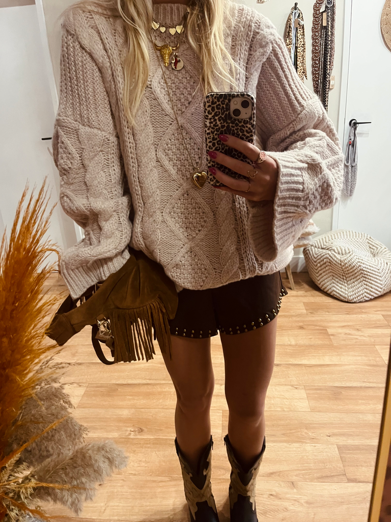 Suède short met stuts